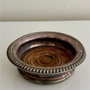 Silver & Wood Wine Coaster - Antique Regency